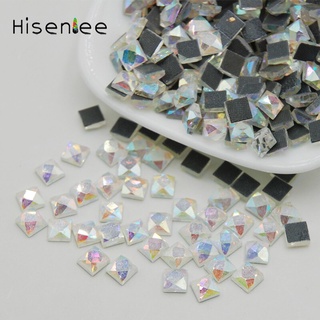 6 毫米 100 件水晶 AB 石美甲方形鑽石玻璃水鑽用於美甲 3D 裝飾水晶設計