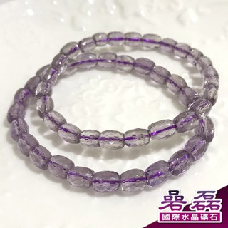 《碞磊國際》紫水晶 鳳梨型 鑽切 冰透淺紫 天然冰紋色帶 手串【編號】CBPL0003