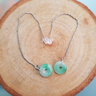 °☆ 珮齊精品舖 ☆° 天然緬甸玉翡翠【A貨】辣綠 陽綠 平安扣耳線 耳環 平安吉祥 秀麗典雅 030158