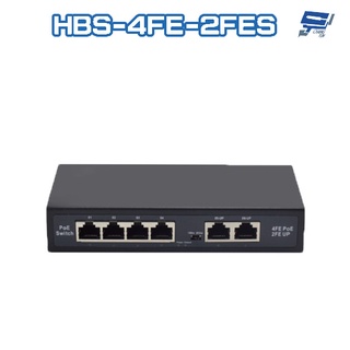 昌運監視器 HBS-4FE-2FES 4埠 10/100M FE PoE網路交換器(以PSW-042FE-AI替代出貨)