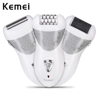 Kemei 3 合 1 電動脫毛器可充電除毛器脫毛角質層推剃須刀女士護理 KM-505