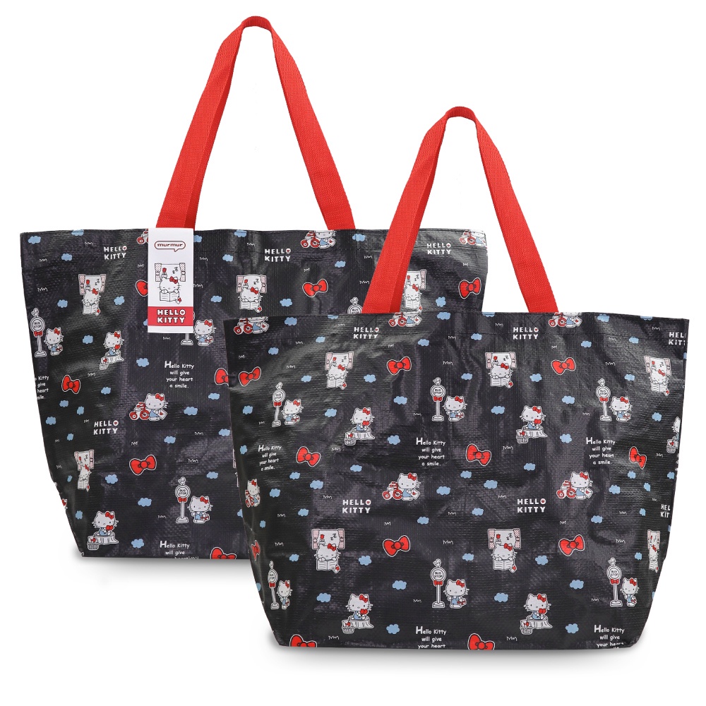 【murmur】編織購物袋(中) | Hello Kitty(送信黑) | 環保手提袋｜官方直營