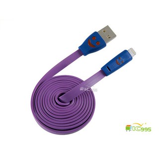 (ic995) 微笑 充電 傳輸線 USB iPhone 5 iPad mini LED充電發光 紫色1入 #1769