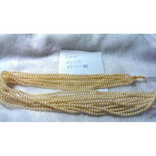 3008南洋珍珠貝珠貝寶珠珍珠貝硨磲貝珠項鍊金色3mmx40公分約130顆珠子