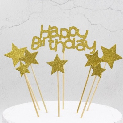 生日蛋糕 字母星星插旗 亮蔥 裝飾 慶祝 派對點心 佈置 插牌插卡插旗 點綴 現貨