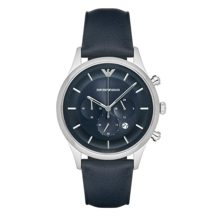 EMPORIO ARMANI 亞曼尼 AR11018 復古紳士時尚計時腕錶 /藍面 44mm