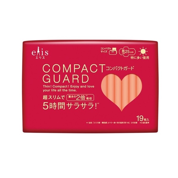 日本大王 elis愛麗思 COMPACT GUARD日用超薄衛生棉 25cm (19片/包)【躍獅】