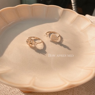 BAM飾品///現貨 白琺瑯 流星旋轉戒指 鋯石 開口食指戒 戒指 14K 韓國飾品 戒指 個性 戒指
