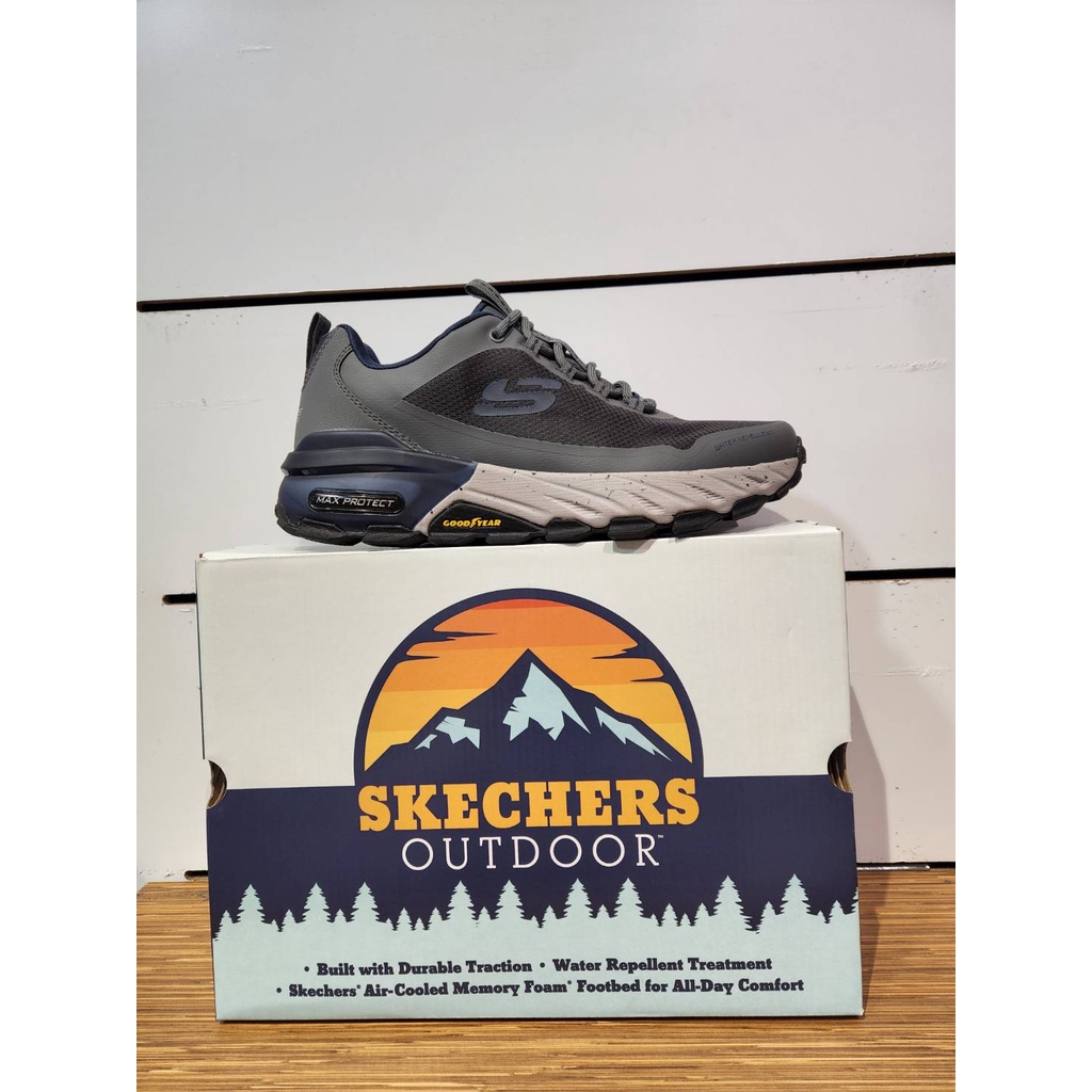 【SKECHERS】MAX PROTECT 男款戶外越野鞋 登山 溯溪 防潑水 黑灰色237301CHAR