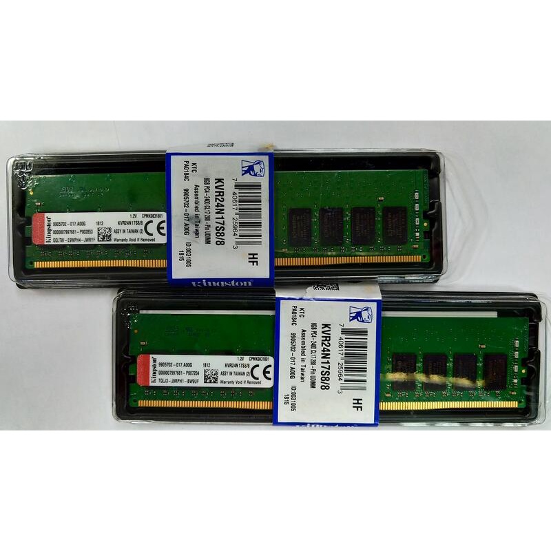 金士頓Kingston DDR4 2400 8GB 8G KVR24N17S8/8/終保 記憶體