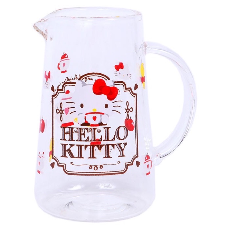 日本限定 三麗鷗 HELLO KITTY  雙子星冬季午茶時間 玻璃牛奶杯 玻璃小壺 75ml