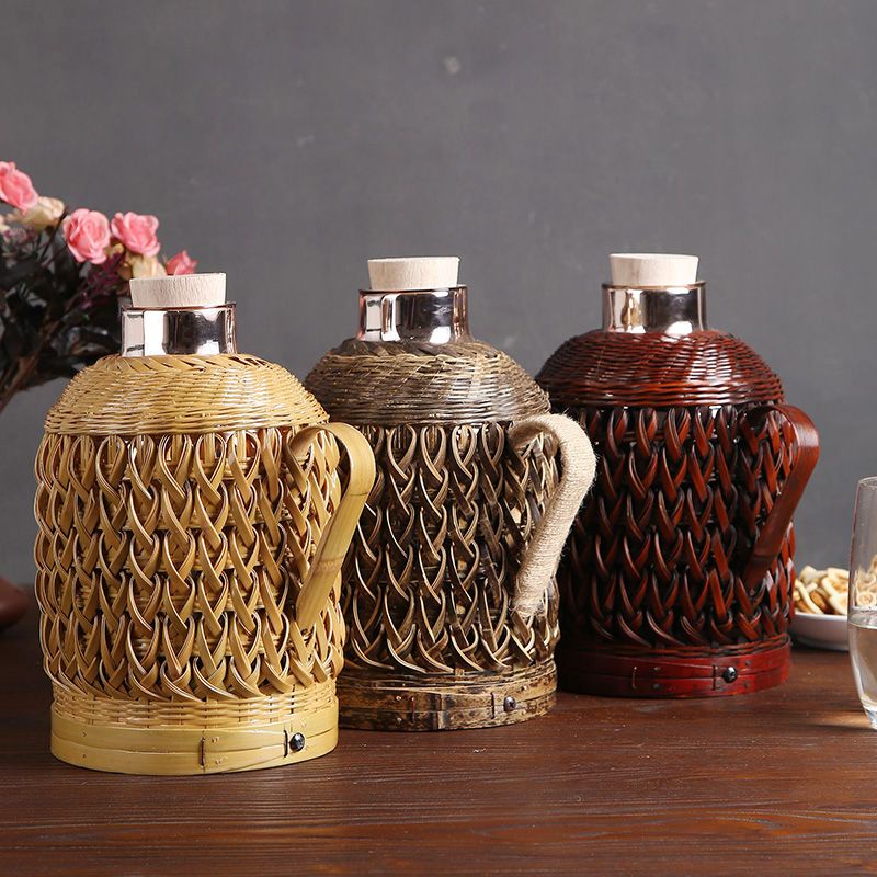 ❤jack*小號熱水瓶家用竹編外殼老式復古傳統木塞保暖壺新品1.6L型加固