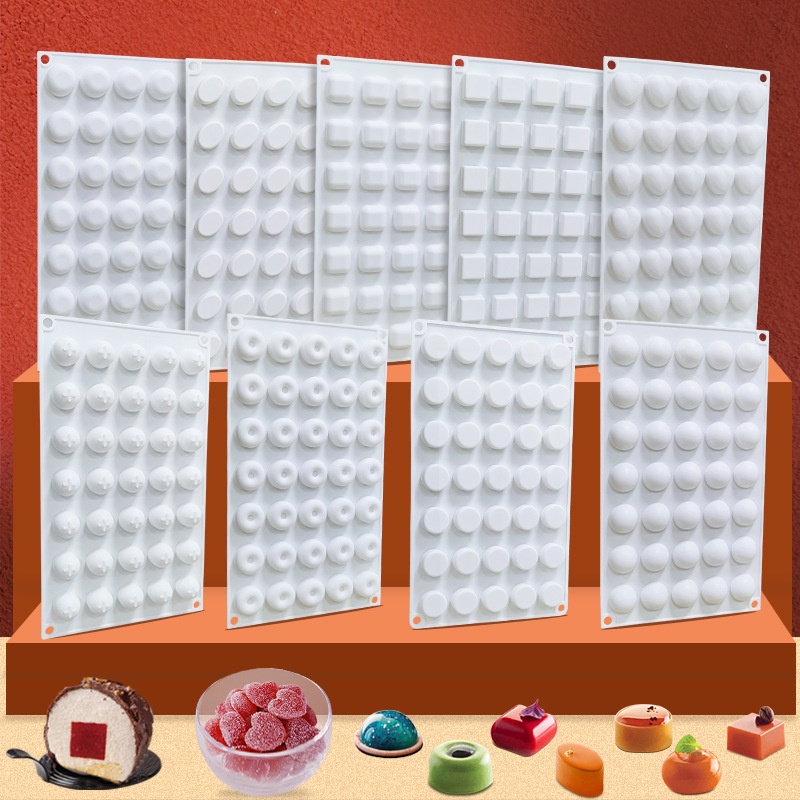 35連矽膠模具正方形愛心慕斯蛋糕模半圓球月餅夾心餡烘焙模具