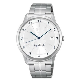 agnes b VJ52-00AM)經典蜥蜴圖文時尚腕錶/白面39mm