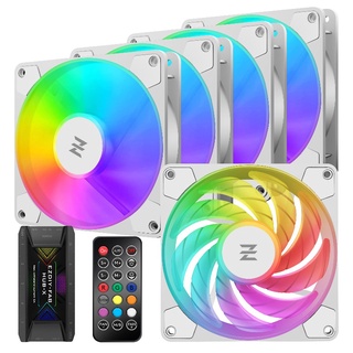 EZDIY-FAB RGB120mm電腦散熱風扇，5V 3PIN主機板同步，高性能且智慧溫控靜音，白色散熱風扇-5顆&1顆