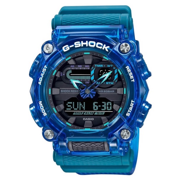 【CASIO】G-SHOCK 透明藍大錶徑雙顯運動錶 GA-900SKL-2A  台灣卡西歐公司貨