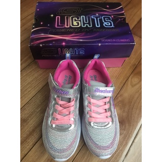 女童運動鞋 SKECHERS輕量會亮燈21cm