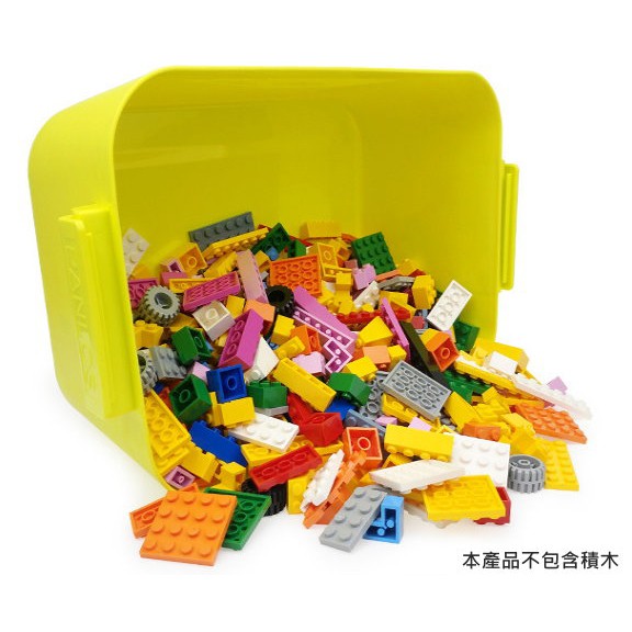 【台中老頑童玩具屋】潘洛斯綠色積木收納桶 底板桶蓋 加厚塑膠盒 兼容樂高小顆粒積木