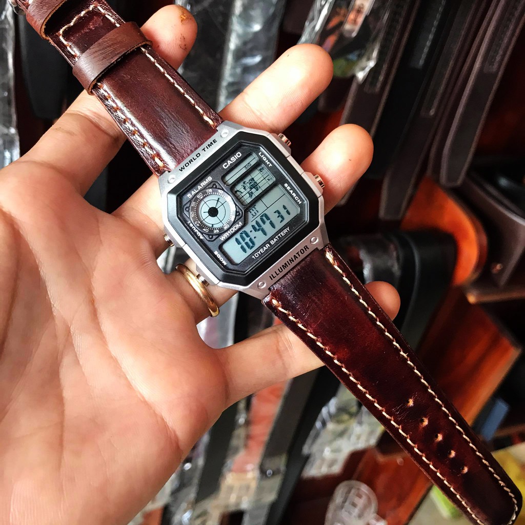卡西歐 AE1200WHD 牛皮錶帶