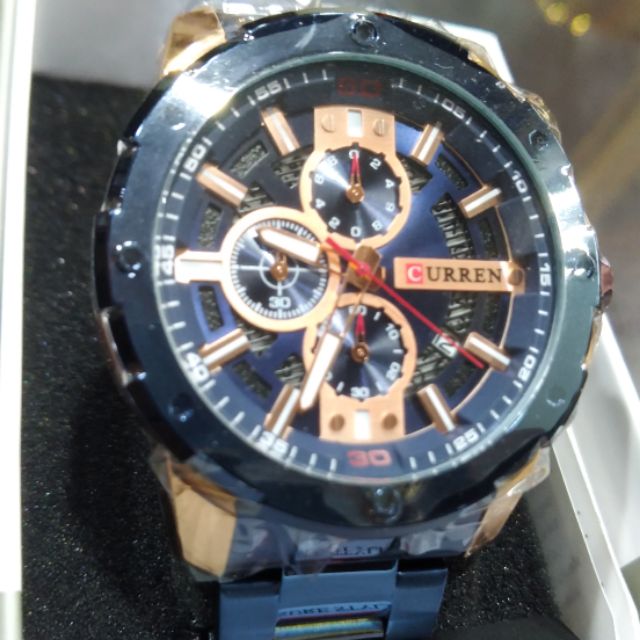 Curren/卡瑞恩新款8336男士三眼藍鋼帶手錶