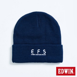 EDWIN 中性款 EFS繡花毛帽(丈青色)