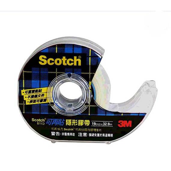 3M Scotch 可再貼隱形膠帶含膠臺8入組 #811D - 19公釐 x 32.9公尺 W127022