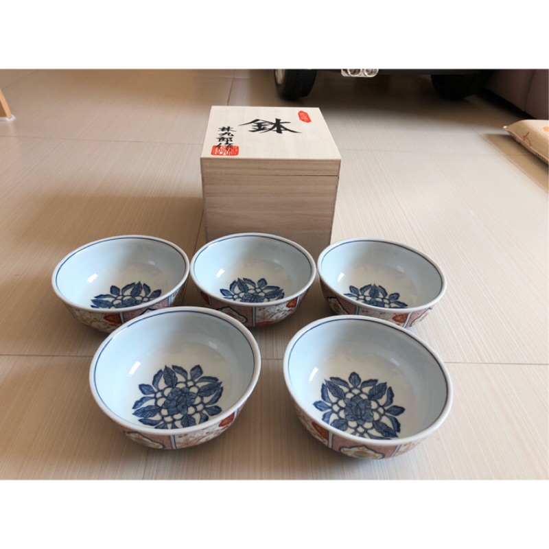 * Sukena * 日本製 林九郎 RINKUROU KLIN 染錦靈芝紋小碗 5入組 聖誕交換禮物