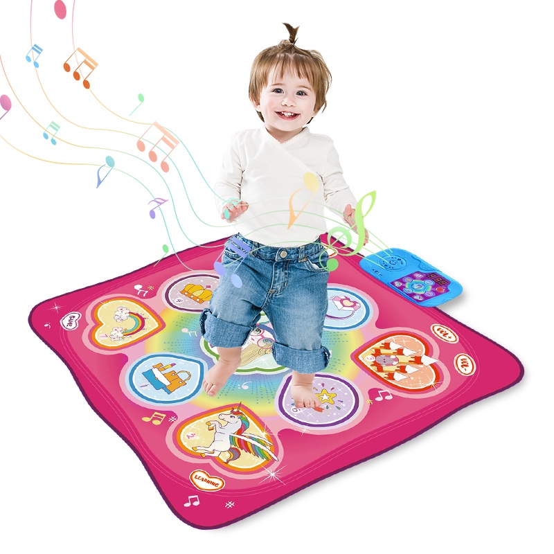 兒童音樂跳舞毯 早教嬰幼兒爬行毯 帶計分器 粉色恐龍跳舞腳踏音樂毯 互動電子琴 跳舞墊 男孩女孩益智玩具 聖誕禮物