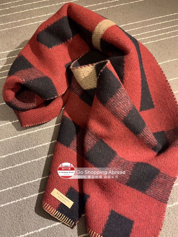 英國代購BURBERRY 格紋羊毛圍巾200x30cm 藍紅| 蝦皮購物
