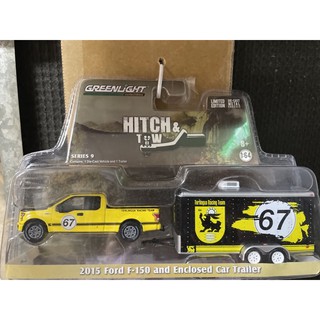 《模王》 1/64 美國綠光 模型合金車 2015 福特 F-150 &拖車