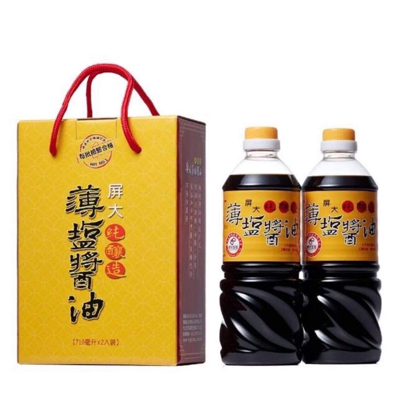 屏科大 薄鹽醬油 710ml 2入禮盒組6組（限瓈下單）