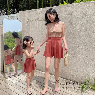 Xuan♥ 新款親子泳衣母女連體保守遮肚顯瘦高腰游泳衣時尚泡新疆西藏專鏈