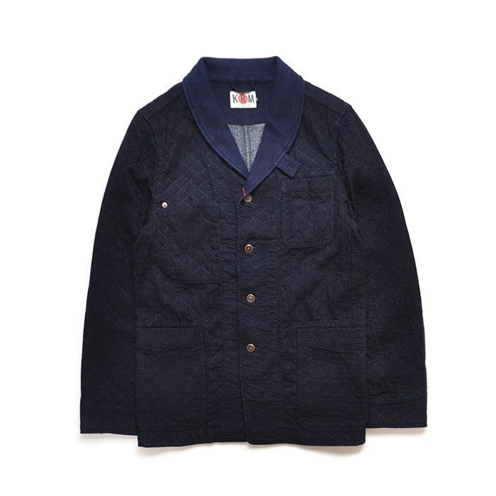 日本京都品牌KRM Rhubard Sashikio Jacket菱格縫紋口袋藍染工作夾克外套