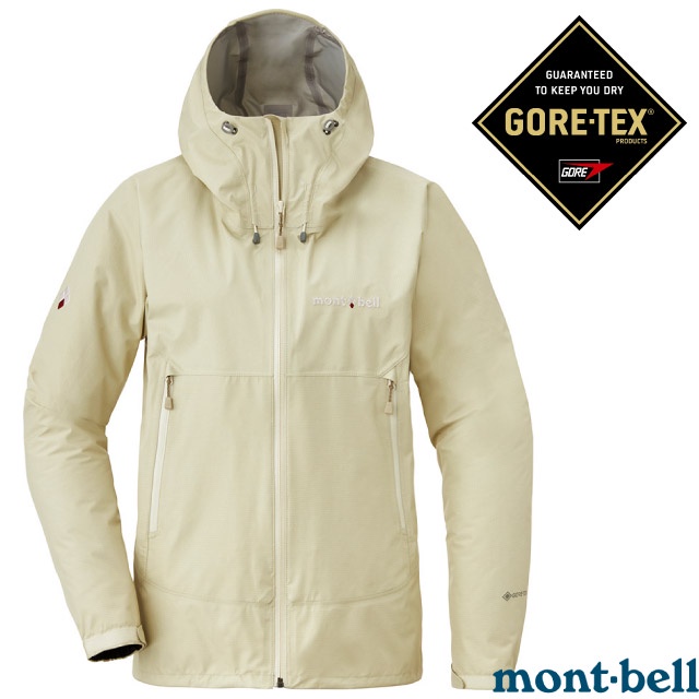 【MONT-BELL 日本】女款連帽防水外套 GORE-TEX.登山風雨衣.輕量防風保暖夾克/象牙白_1128619