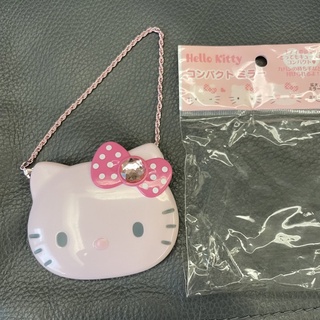 日本限定 Hello Kitty 粉色鏡子 化妝鏡 隨身鏡 三麗鷗Sanrio 公仔