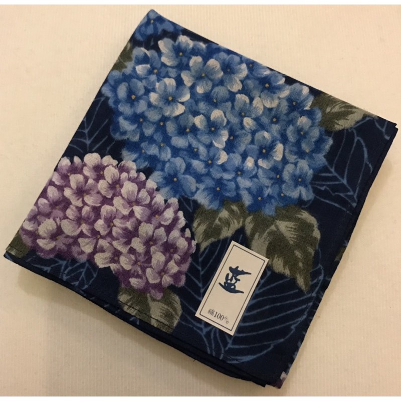 日本手帕方巾藍染繡球花 蝦皮購物