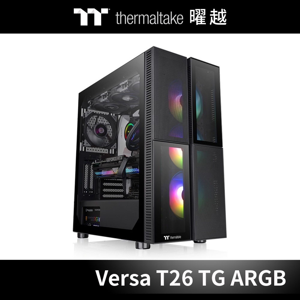 曜越 Versa T26 TG ARGB 強化玻璃 中直立式 機殼 CA-1W1-00M1WN-01
