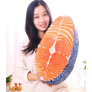 ☆模擬逼真鮭魚坐墊/三文魚 抱枕/生日禮物/聖誕節/午安枕/靠墊/靠腰/另有蝦仁枕