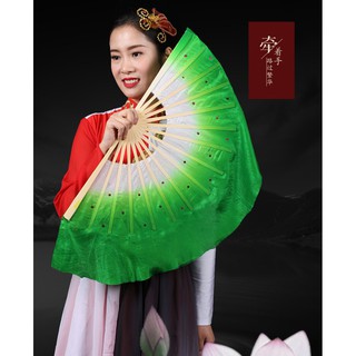 🌹手舞足蹈舞蹈用品🌹綠色正染真絲短飄扇/秧歌扇/舞蹈扇/每支$180元