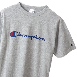 Champion 男藍草寫LOGO灰短袖上衣 KAORACER C3-P302-070