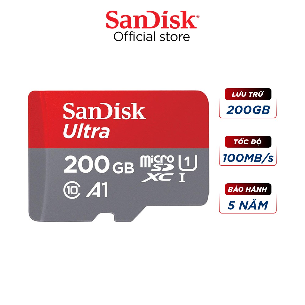 Sandisk 200GB Ultra A1 高達 100MB /s UHS-I microSDXC 存儲卡 - 官方經