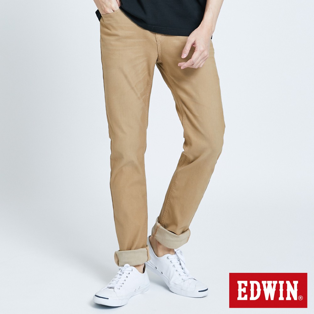 EDWIN 迦績 EDGE窄直筒牛仔褲(灰卡其)-男款