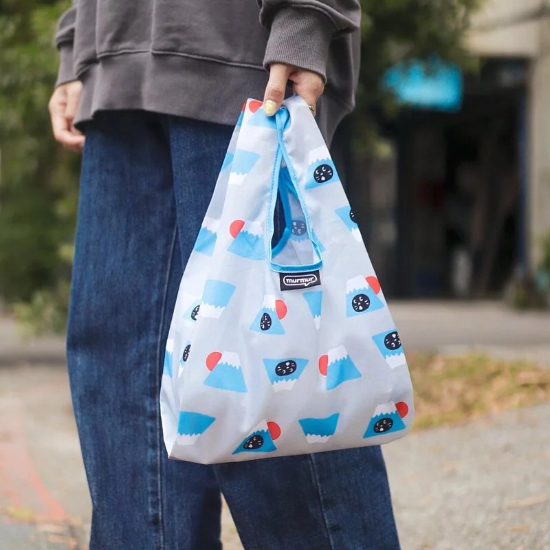 日本NYA-達摩 x murmur 驚訝貓富士山卡通可愛摺疊手提包學生飲料便當飯盒收納包環保購物袋