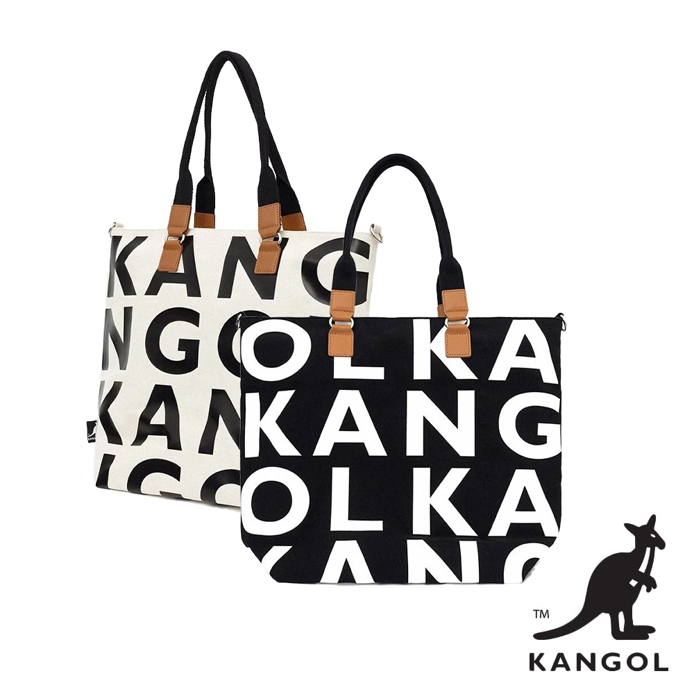 KANGOL 袋鼠- 滿版大LOGO托特包(中) 手提包 帆布包 肩背包 KANGOL包 托特包 小包 隨身包 AASt