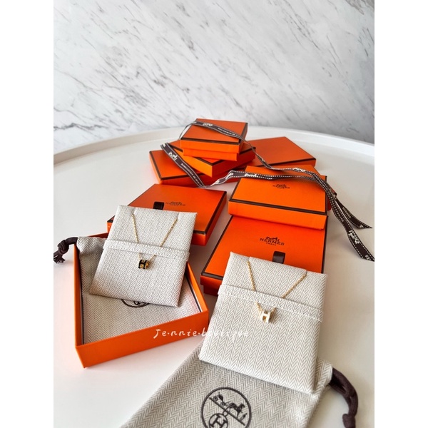 現貨 Hermes mini pop h 白金 白玫瑰金 琺瑯項鍊