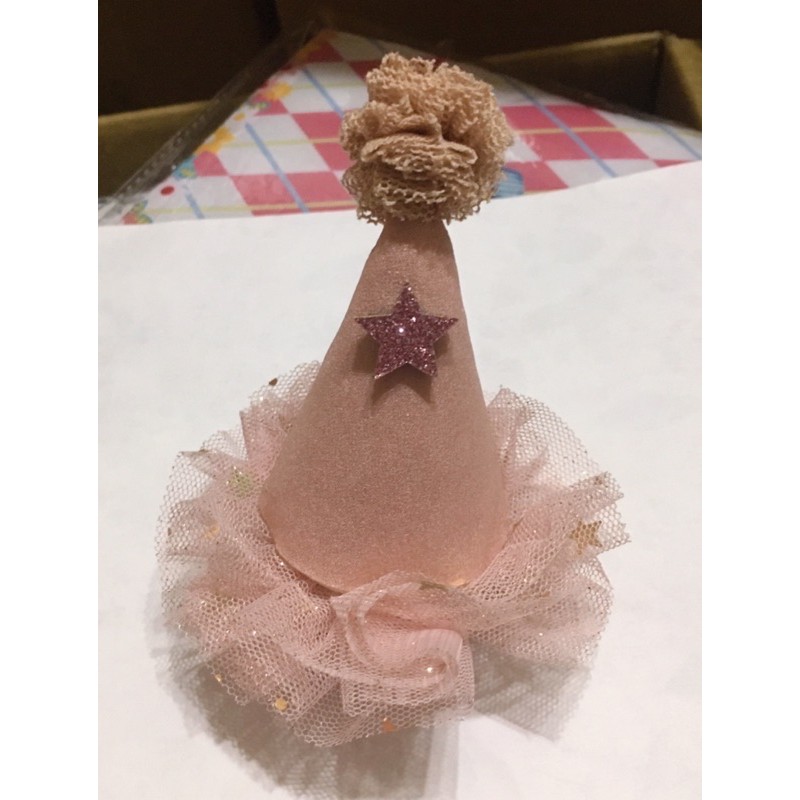 🎊促銷優惠❤️手工兒童髮飾 立體粉紅帽網紗壓夾