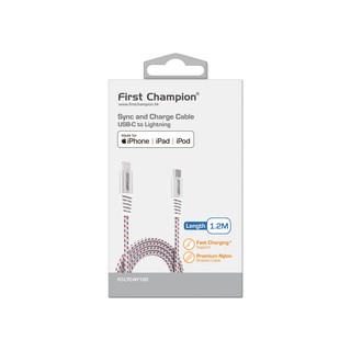 First Champion MFi認證 1.2米 USB-C 至 Lightning 快充傳輸線 黑/藍/灰/銀色