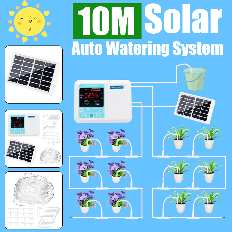 升級版 2 泵太陽能自動電子澆水定時器花園灌溉控制器植物澆水系統