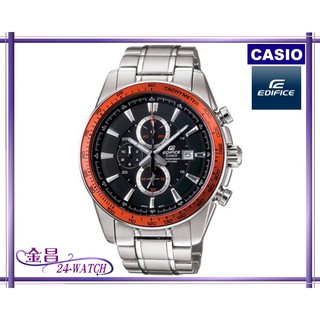 CASIO_EDIFICE # EF-547D-1A5 超越極限三眼賽車錶(黑_橘框)＊24-WATCH_金昌