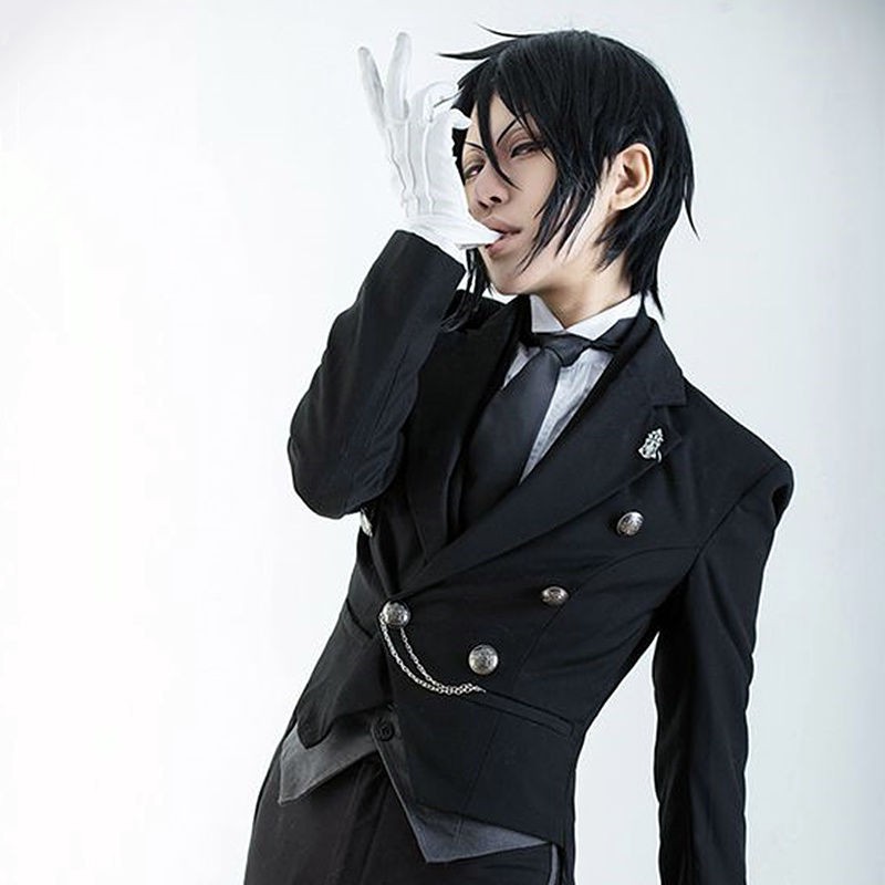 萌喵動漫 動漫黑執事塞巴斯蒂安cos服燕尾服cosplay服裝表演出 蝦皮購物